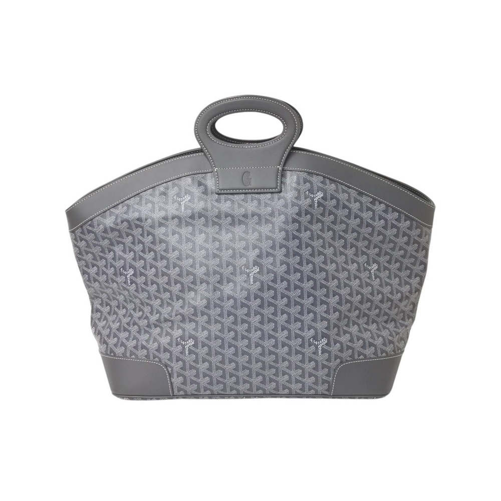GOYARD Beluga Handbag Tote Bag Gray Leather Herringbone